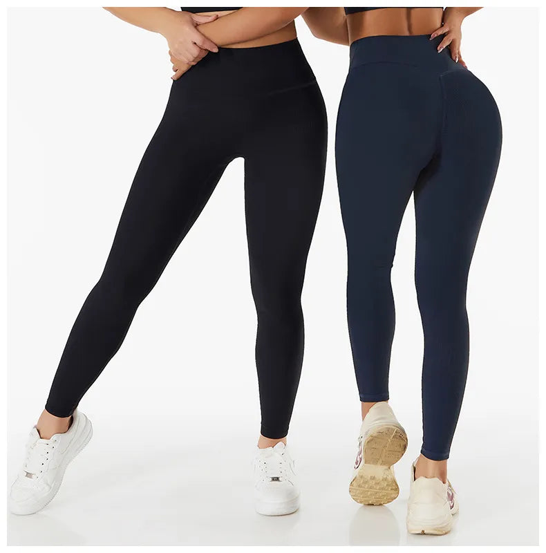 Calça legging canelada sem costura