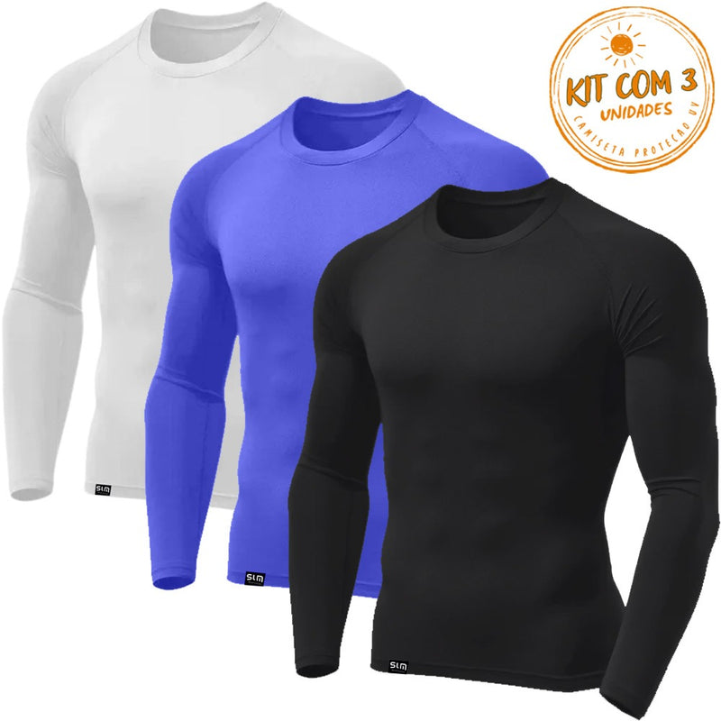 Kit com 3 Camisetas Térmicas Masculinas