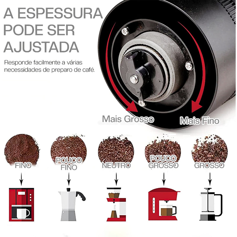 Moedor de café elétrico portátil e elétrico